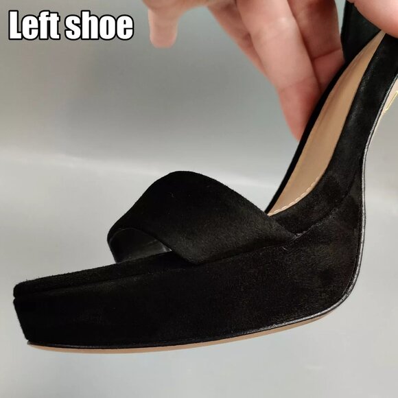 $395 VERONICA BEARD Darcelle Ankle Strap Stiletto Sandals Heels Black Suede 9 - Picture 6 of 16